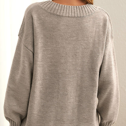 Pull Tricoté Décontracté de Couleur Unie