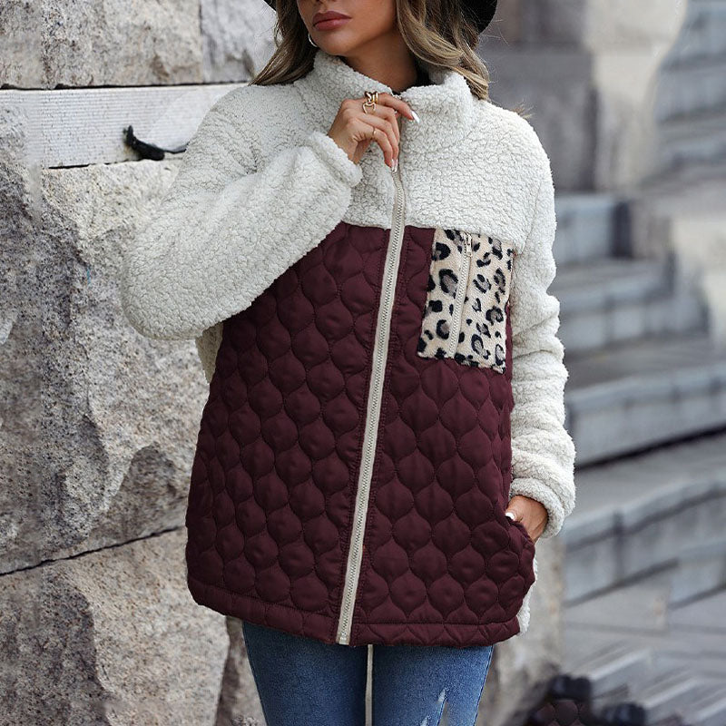 Manteau en Peluche Chaud Patchwork