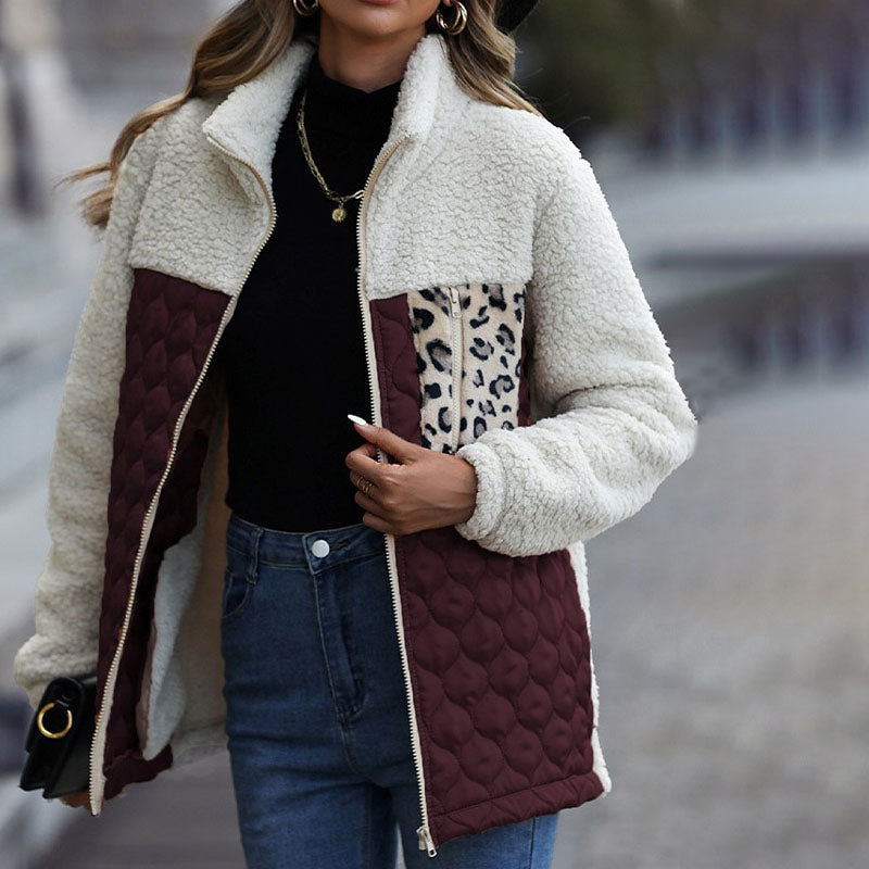 Manteau en Peluche Chaud Patchwork