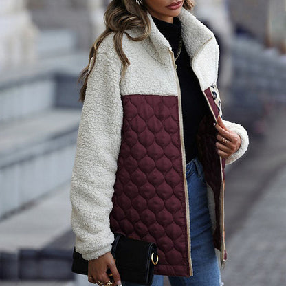 Manteau en Peluche Chaud Patchwork