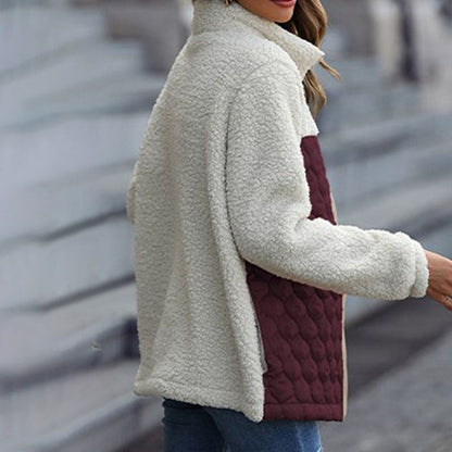 Manteau en Peluche Chaud Patchwork