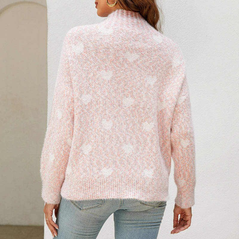 Pull Décontracté en Tricot de Cœur