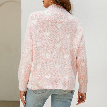 Pull Décontracté en Tricot de Cœur