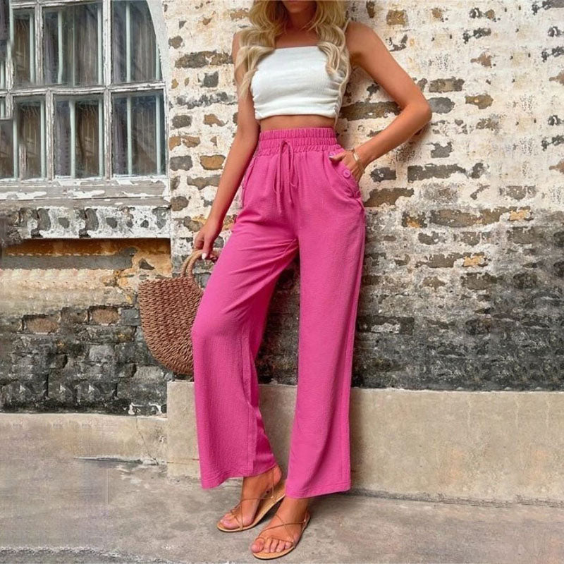 Danièle | Pantalon Décontracté de Couleur Unie