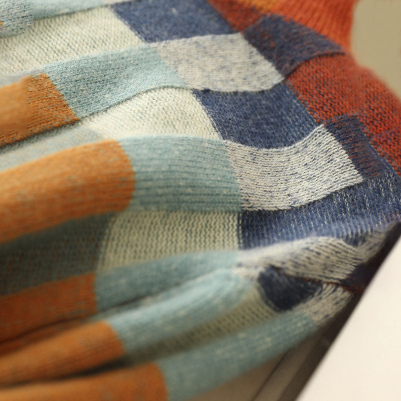 Pull en Tricot à Carreaux Colorés