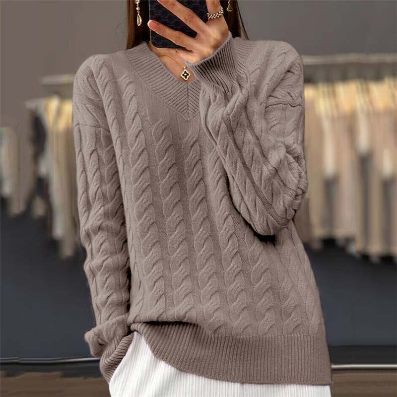 Pull Décontracté en Maille Torsadée