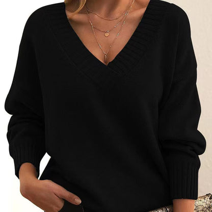 Pull Tricoté Décontracté de Couleur Unie
