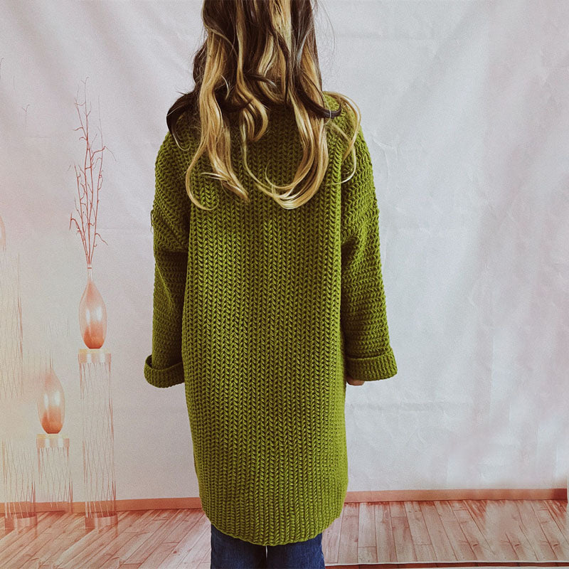 Cardigan Tricoté Décontracté de Couleur Unie