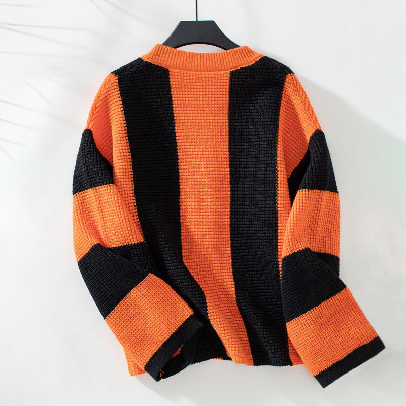 Cardigan Tricoté Décontracté à Rayures