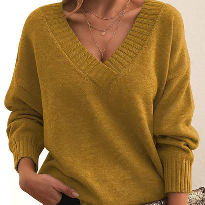 Pull Tricoté Décontracté de Couleur Unie