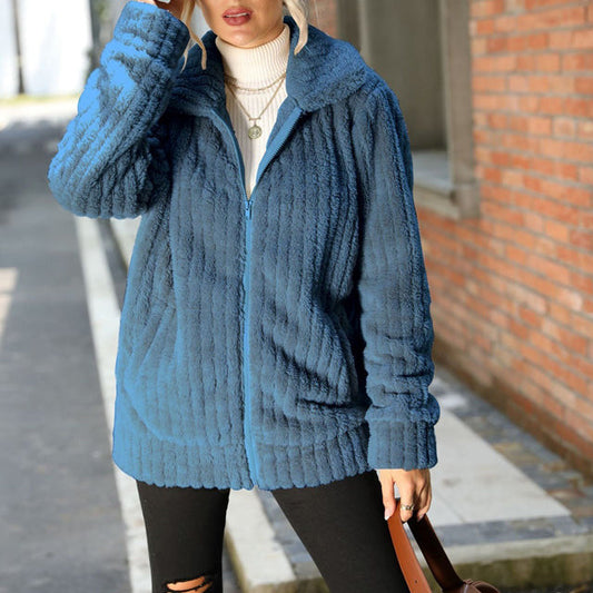 Manteau en Peluche Chaud Décontracté