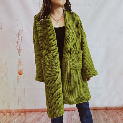 Cardigan Tricoté Décontracté de Couleur Unie