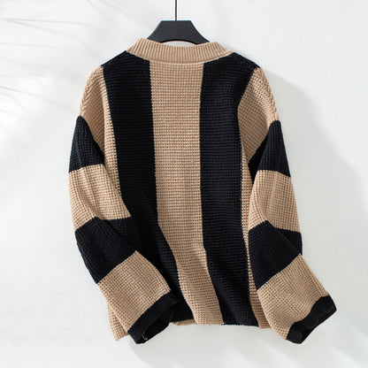 Cardigan Tricoté Décontracté à Rayures