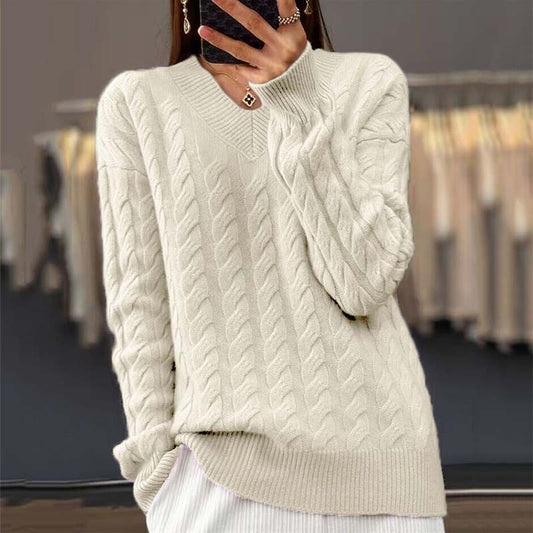 Pull Décontracté en Maille Torsadée