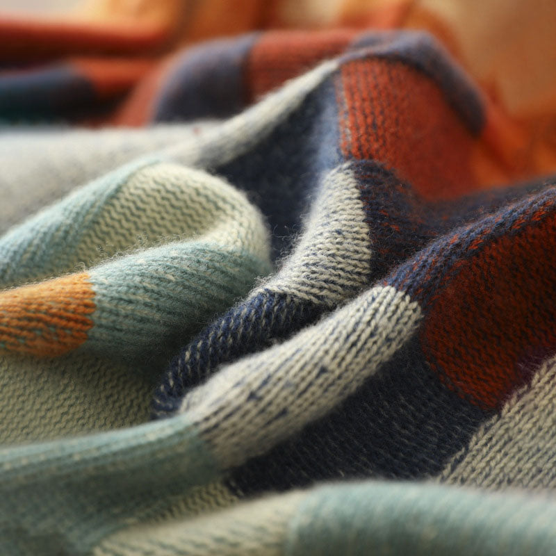 Pull en Tricot à Carreaux Colorés