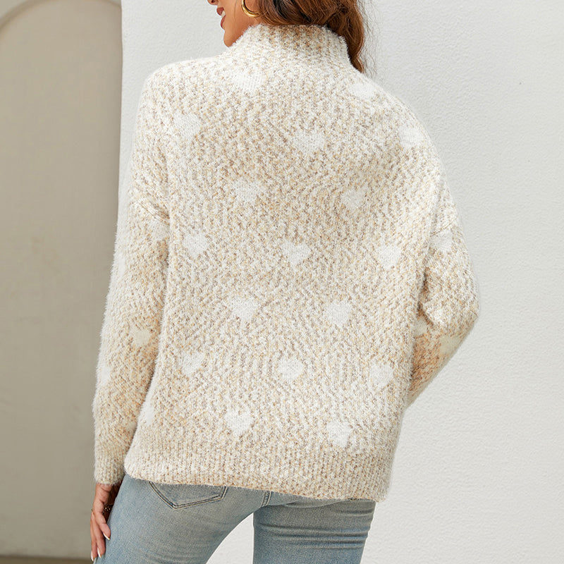 Pull Décontracté en Tricot de Cœur