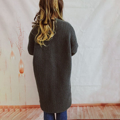 Cardigan Tricoté Décontracté de Couleur Unie