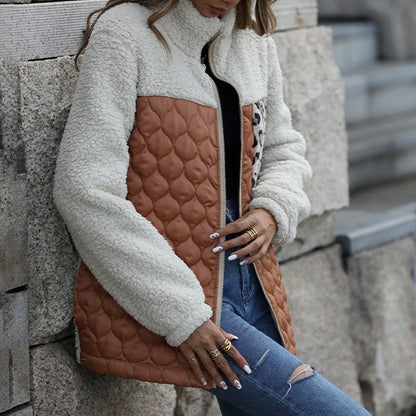Manteau en Peluche Chaud Patchwork