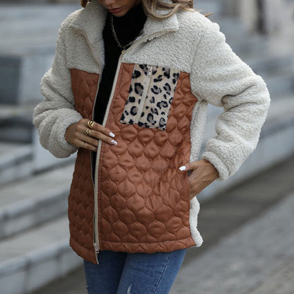 Manteau en Peluche Chaud Patchwork