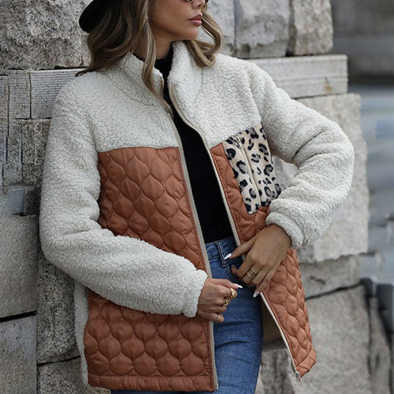 Manteau en Peluche Chaud Patchwork