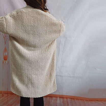 Cardigan Tricoté Décontracté de Couleur Unie