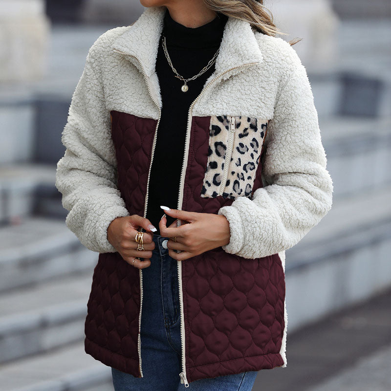 Manteau en Peluche Chaud Patchwork