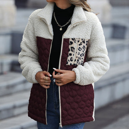 Manteau en Peluche Chaud Patchwork