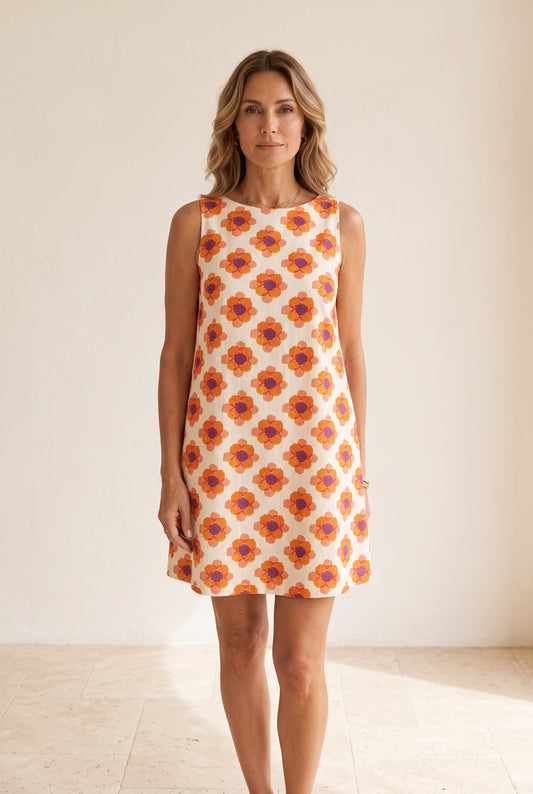 Marguerite | Robe Trapèze à Imprimé Fleuri Rétro