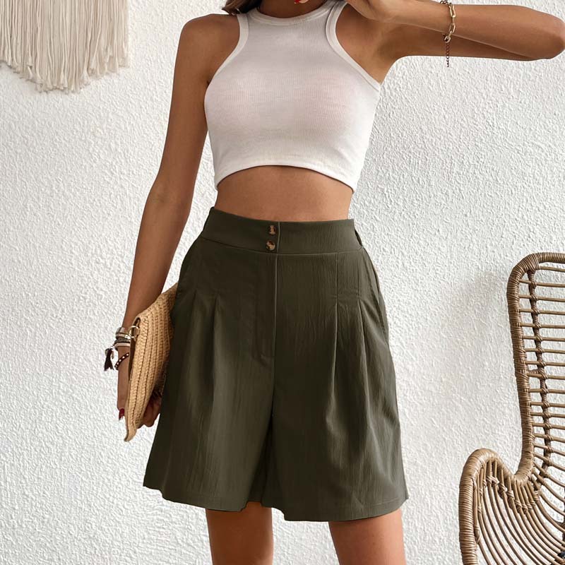 Régine | Short Décontracté de Couleur Unie