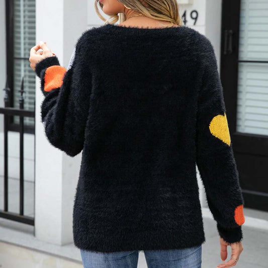 Pull en Tricot à Motif Cœur