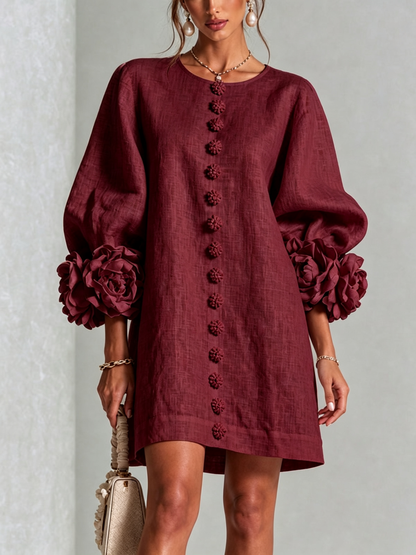 Amara | Robe Mini Élégante à Boutons Floraux