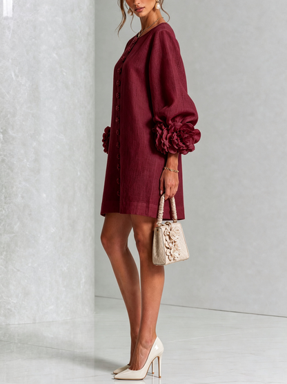 Amara | Robe Mini Élégante à Boutons Floraux