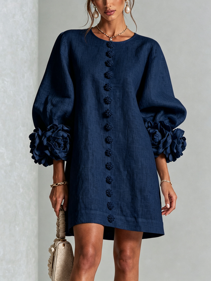 Amara | Robe Mini Élégante à Boutons Floraux