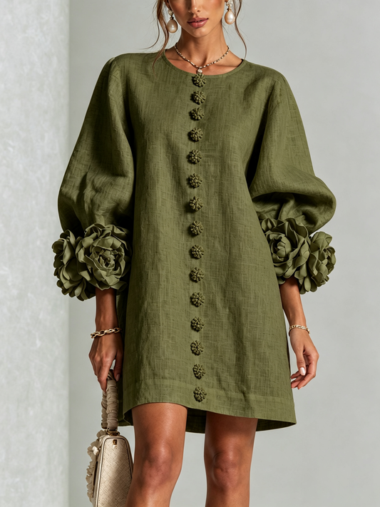Amara | Robe Mini Élégante à Boutons Floraux