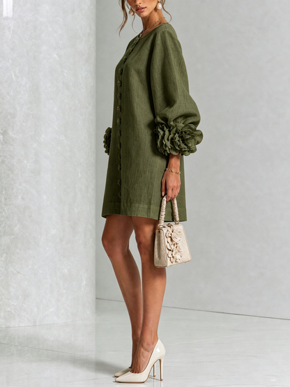 Amara | Robe Mini Élégante à Boutons Floraux