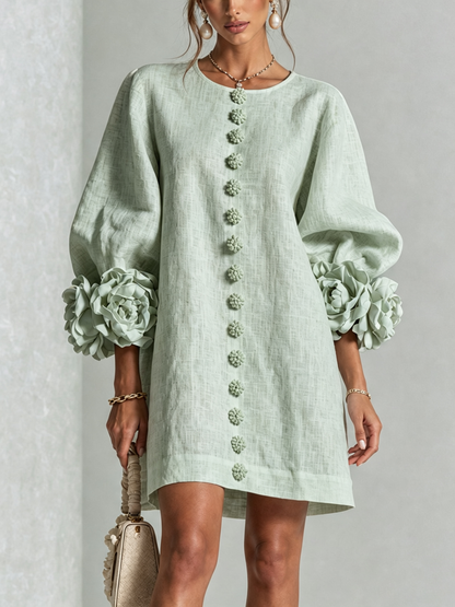 Amara | Robe Mini Élégante à Boutons Floraux