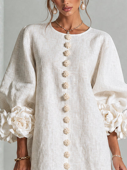 Amara | Robe Mini Élégante à Boutons Floraux