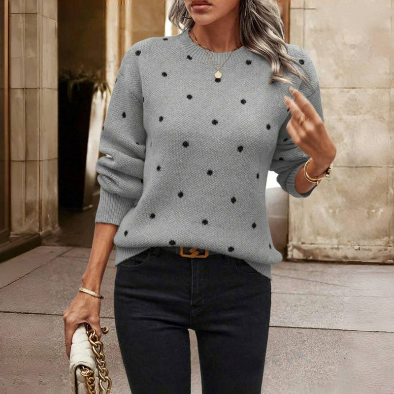 Pull en Tricot à Pois Décontracté