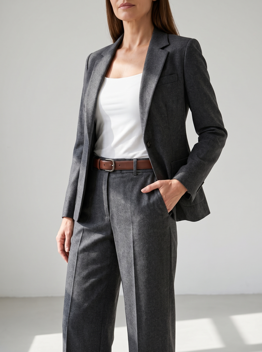 Annabelle | Tailleur-Pantalon Blazer et Pantalon Large - Gris anthracite
