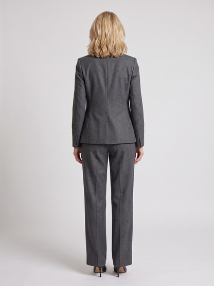 Annabelle | Tailleur-Pantalon Blazer et Pantalon Large - Gris anthracite, vue de dos