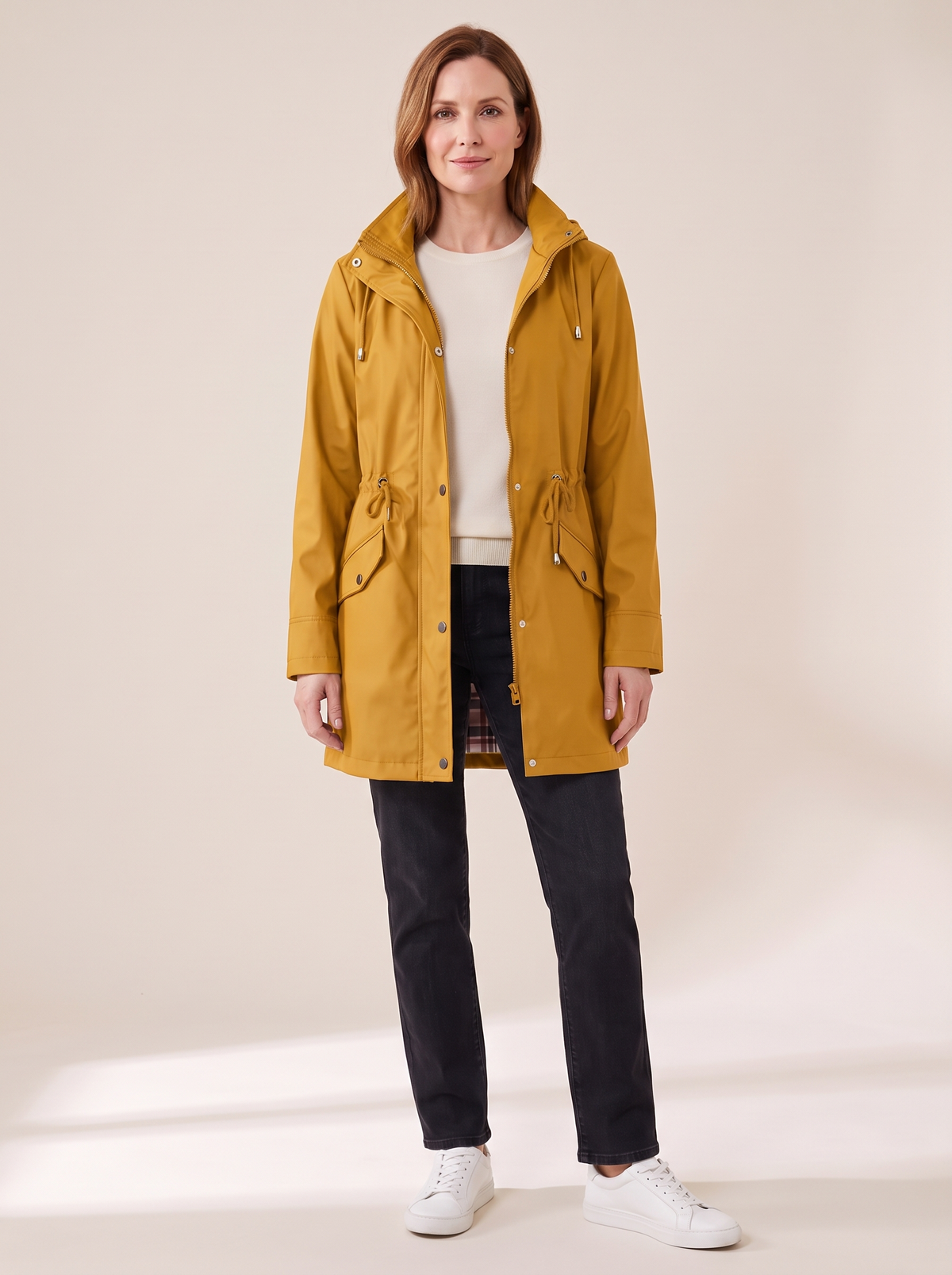 Anouk | Veste Imperméable Doublée à Carreaux - Jaune