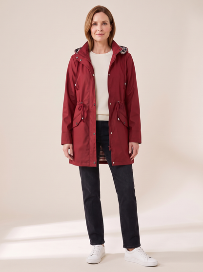 Anouk | Veste Imperméable Doublée à Carreaux - Rouge