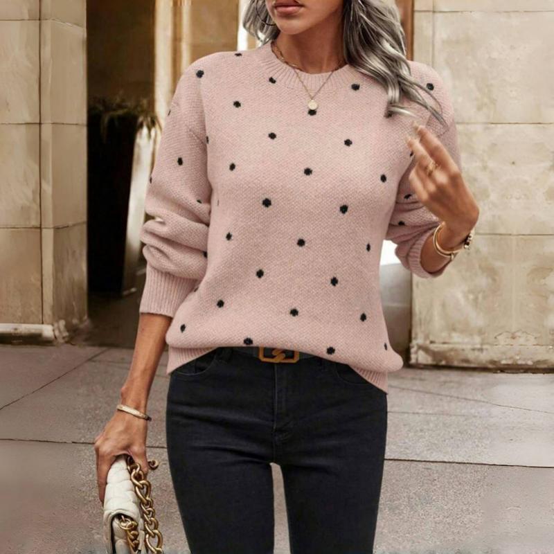 Pull en Tricot à Pois Décontracté