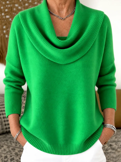 Corinne | Pull en Maille à Col Drapé - Vert