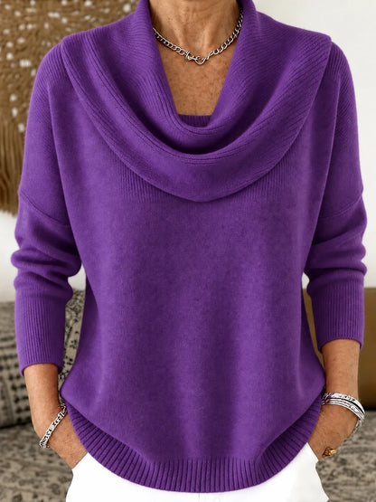 Corinne | Pull en Maille à Col Drapé - Violet