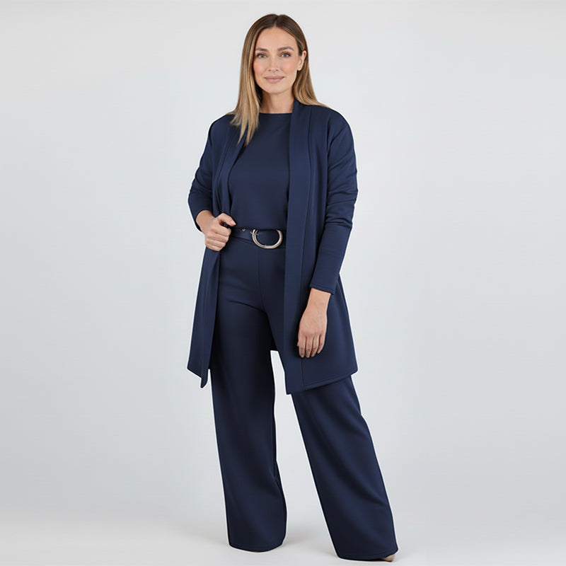 Florence | Ensemble 3 Pièces avec Cardigan Long - Bleu marine