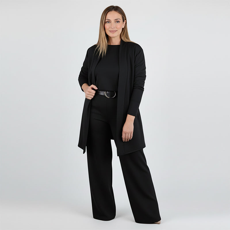 Florence | Ensemble 3 Pièces avec Cardigan Long - Noir