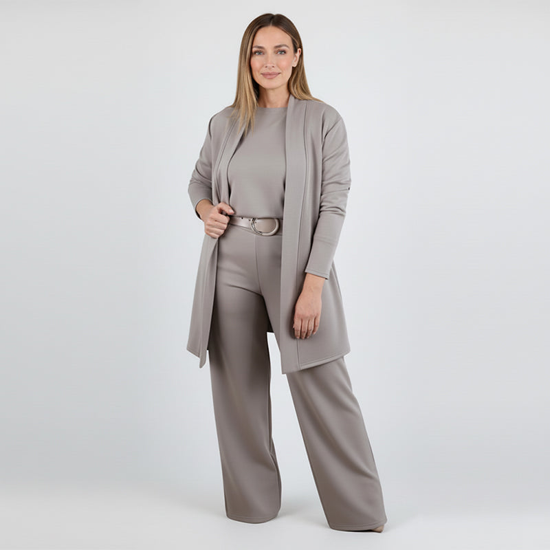 Florence | Ensemble 3 Pièces avec Cardigan Long - Taupe