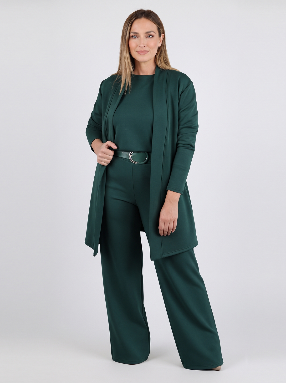 Florence | Ensemble 3 Pièces avec Cardigan Long - Vert foncé