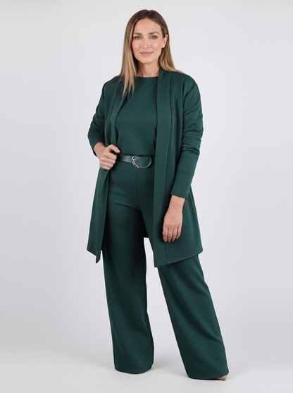 Florence | Ensemble 3 Pièces avec Cardigan Long - Vert foncé